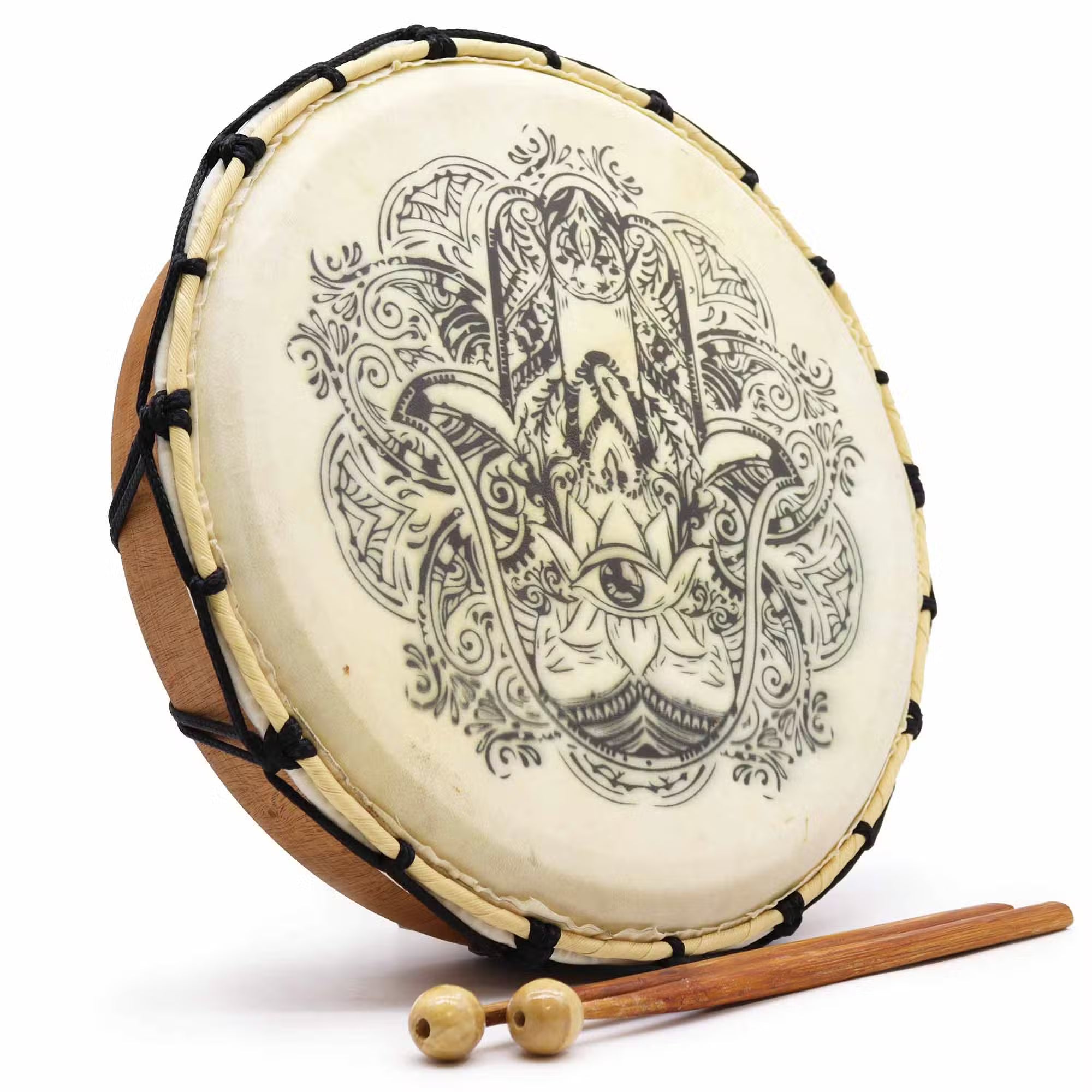 Tambour Chamanique Main de Fatma avec Baguettes - 30cm