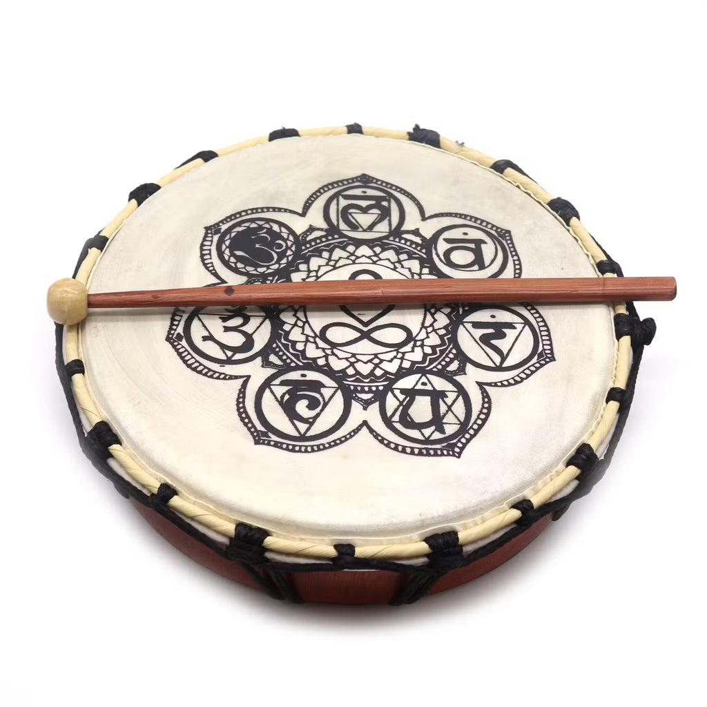 Tambour Chamanique Chakra avec une Baguette - 25cm