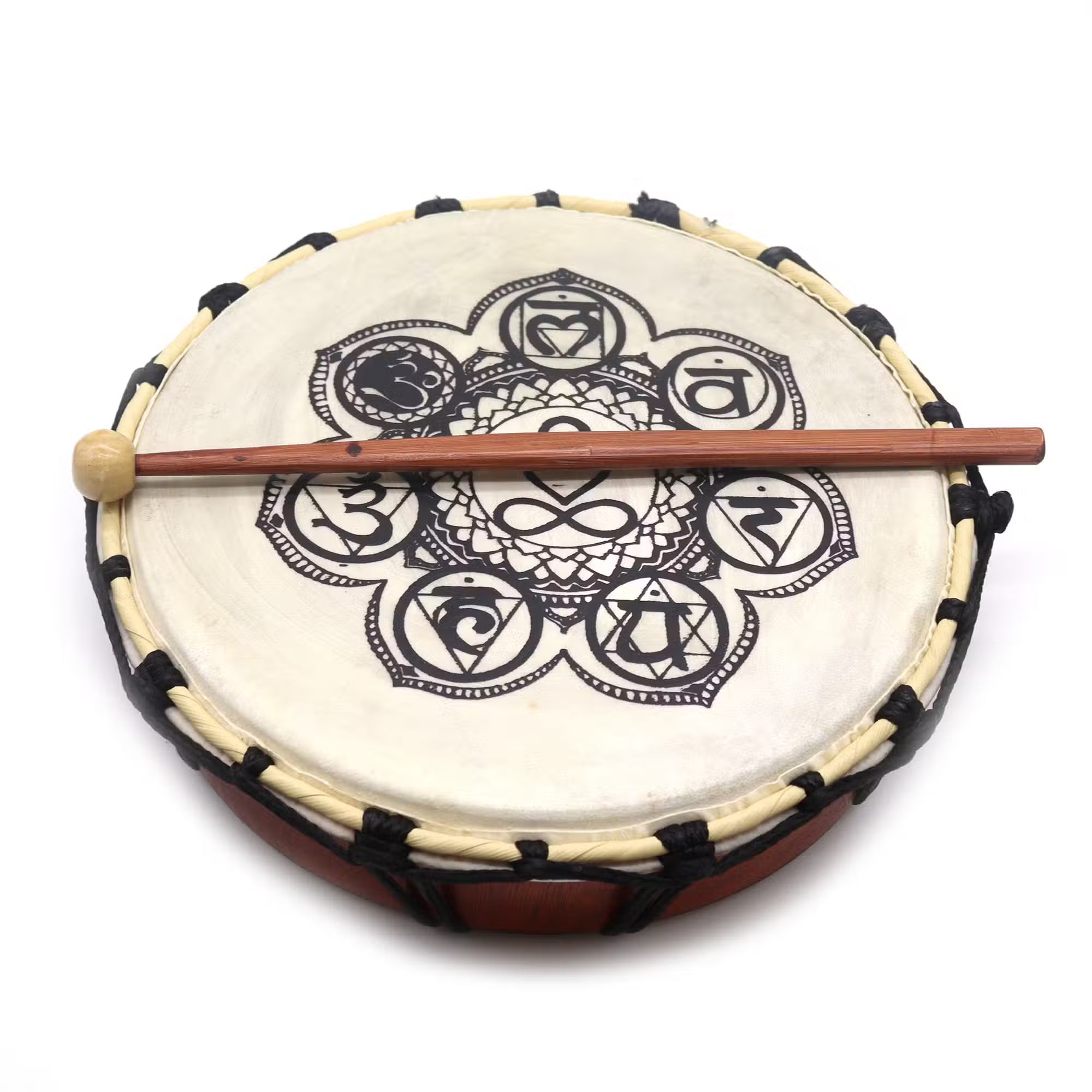 Tambour Chamanique Chakra avec une Baguette - 25cm