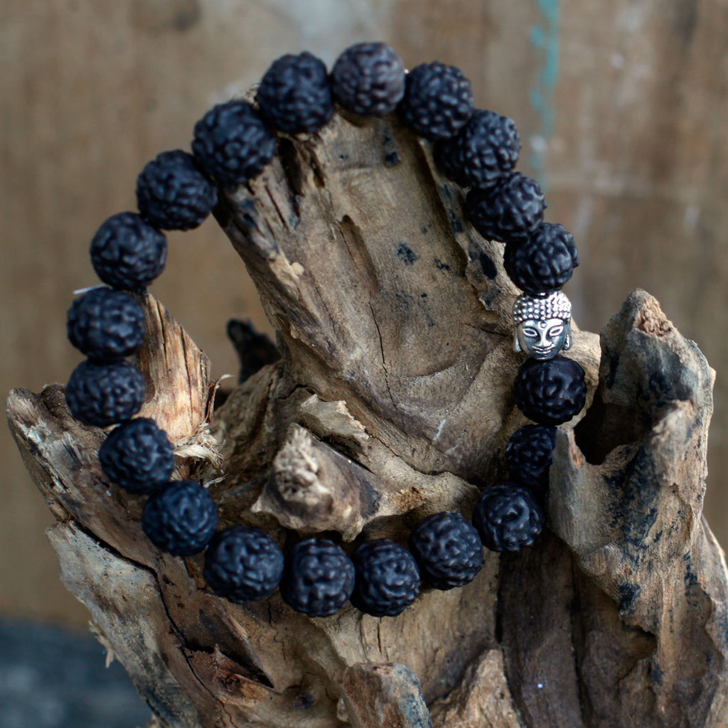 Mala Rudraksha Bracelet Bouddha-Noir
