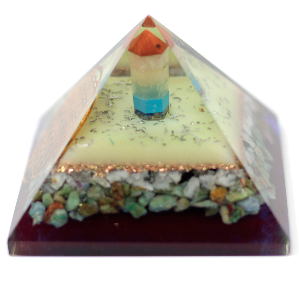 Grande Pyramide Orgonite 80mm - Symbole Fleur de Vie