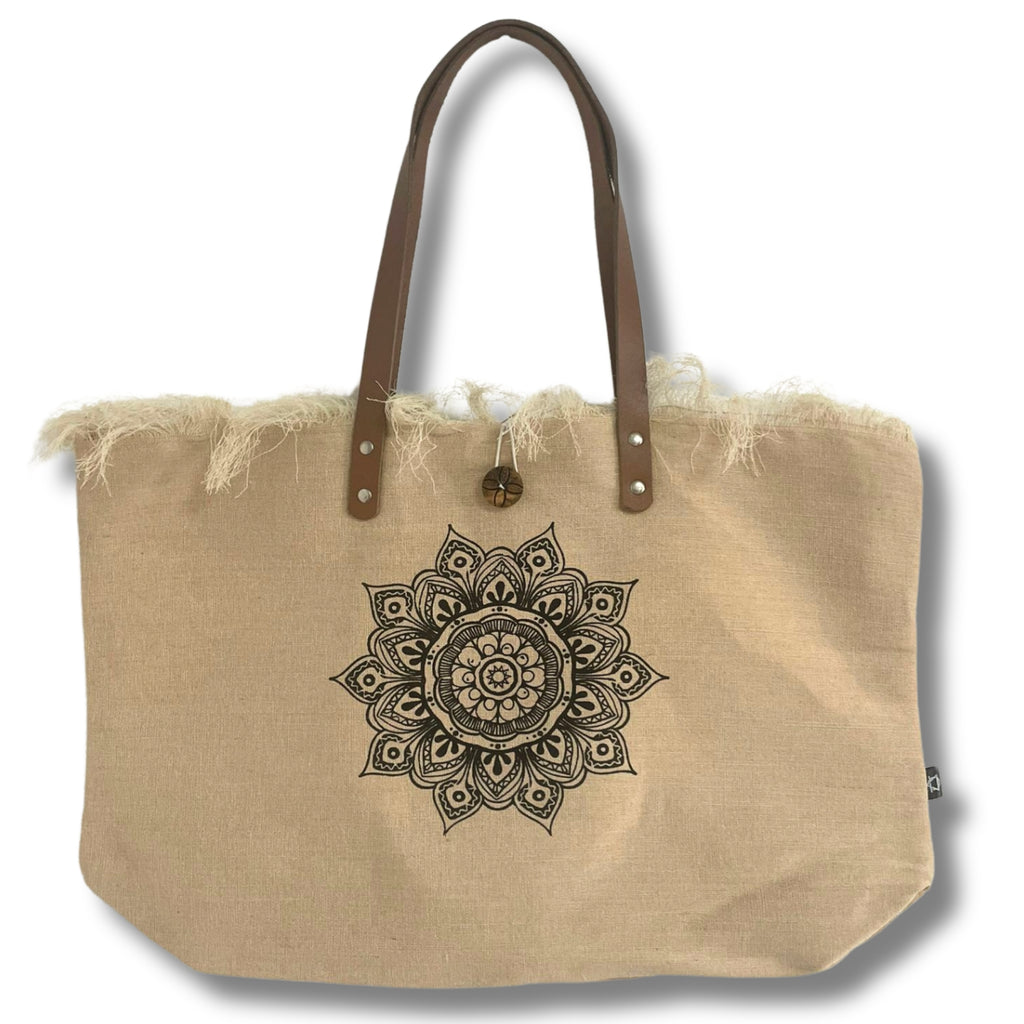 Sac en Toile Naturelle Poignée en Cuir