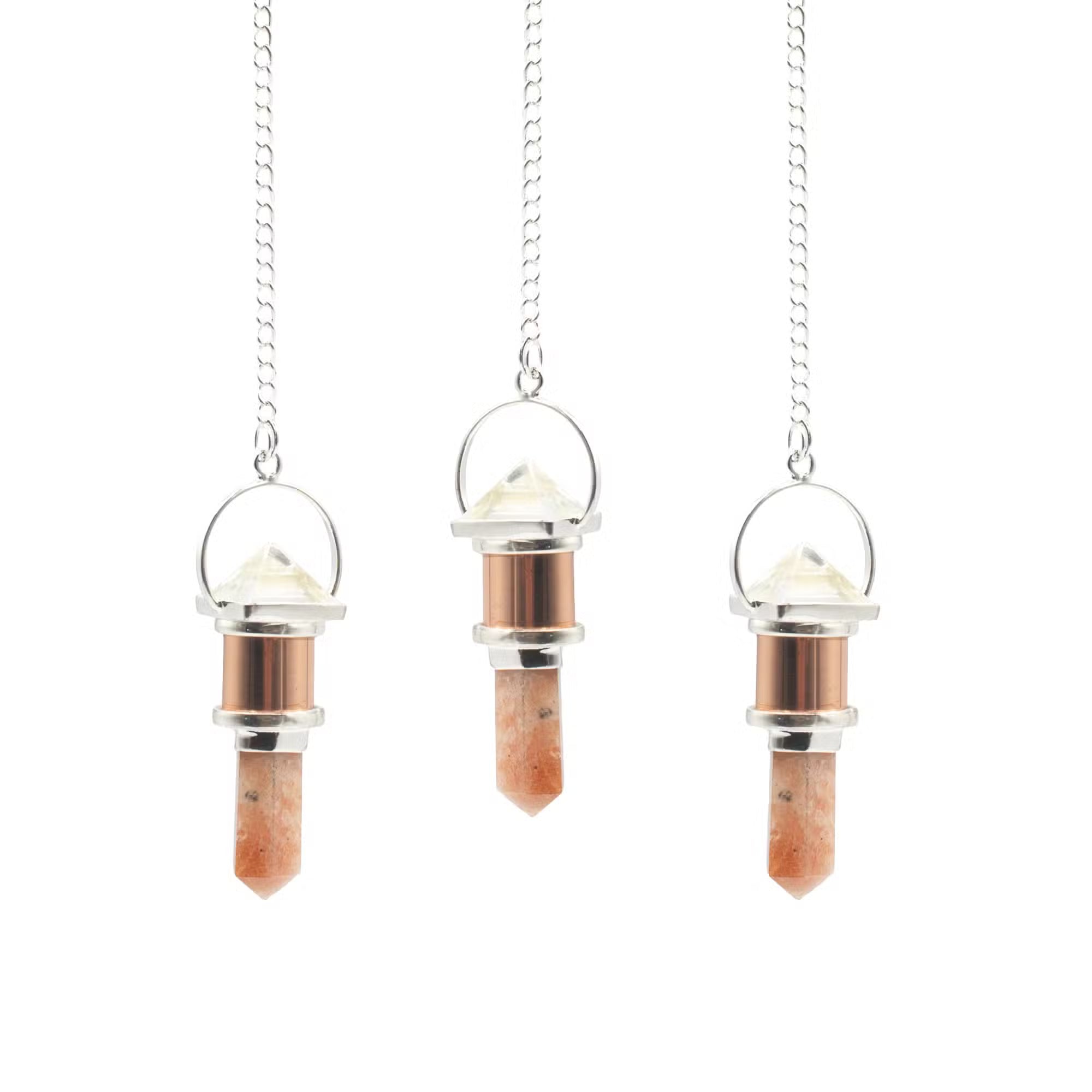 La Chambre de la Lune - Pièce Combo : Pendule en cuivre - Quartz clair et pierre de soleil