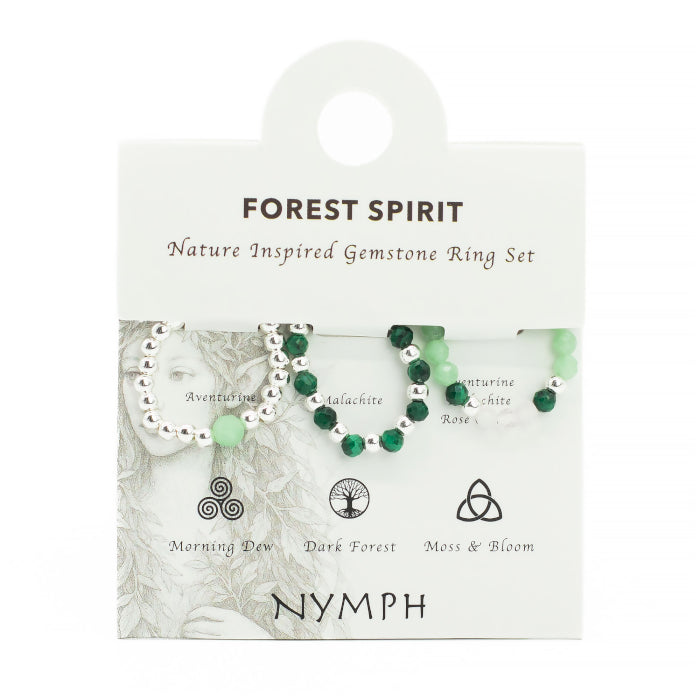 Coffret de Bagues Nymph en Pierre Précieuse – Esprit de la Forêt