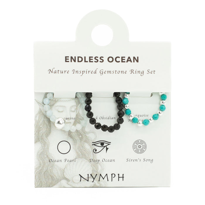 Coffret de Bagues Nymph en Pierre Précieuse – Océan Infini