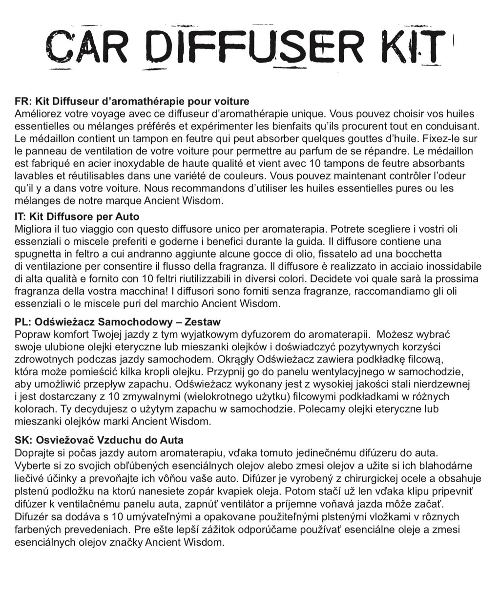 Kit Voiture Diffuseur Aromathérapie