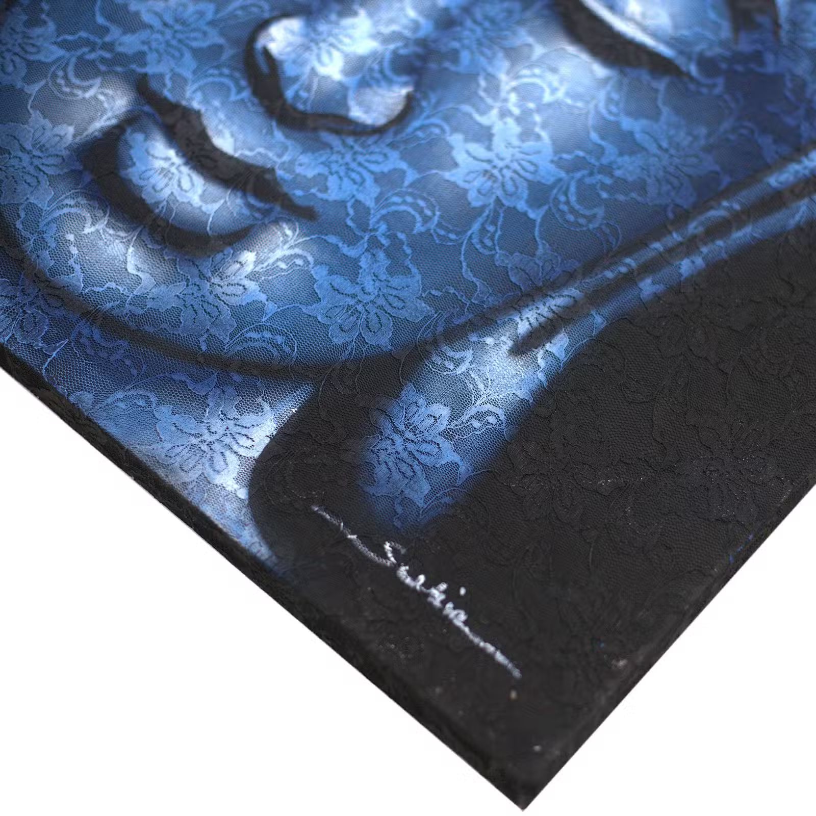 Tableau Bouddha - Détails Brocart Bleu