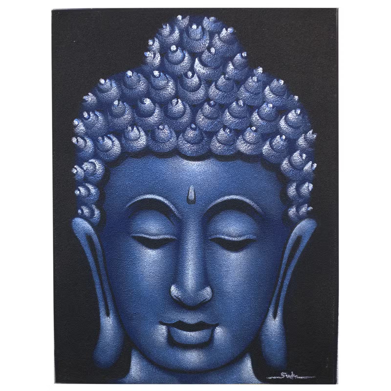 Tableau Bouddha - Finitions Sable Bleu