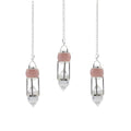 Le chuchoteur du cœur - Pendule à double puissance - Globe en quartz rose - Quartz clair à double terminaison