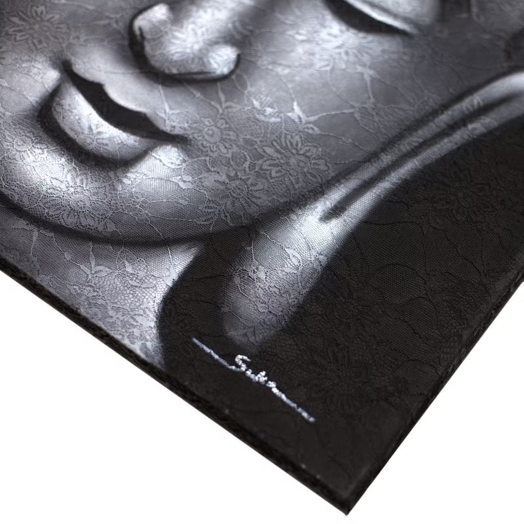 Tableau Bouddha - Détails Brocart Gris
