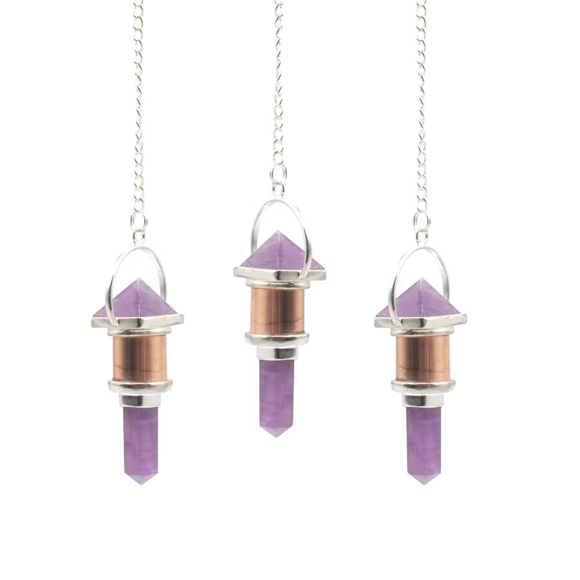 Le moteur violet - Pièce de combo : pendule en cuivre - améthyste