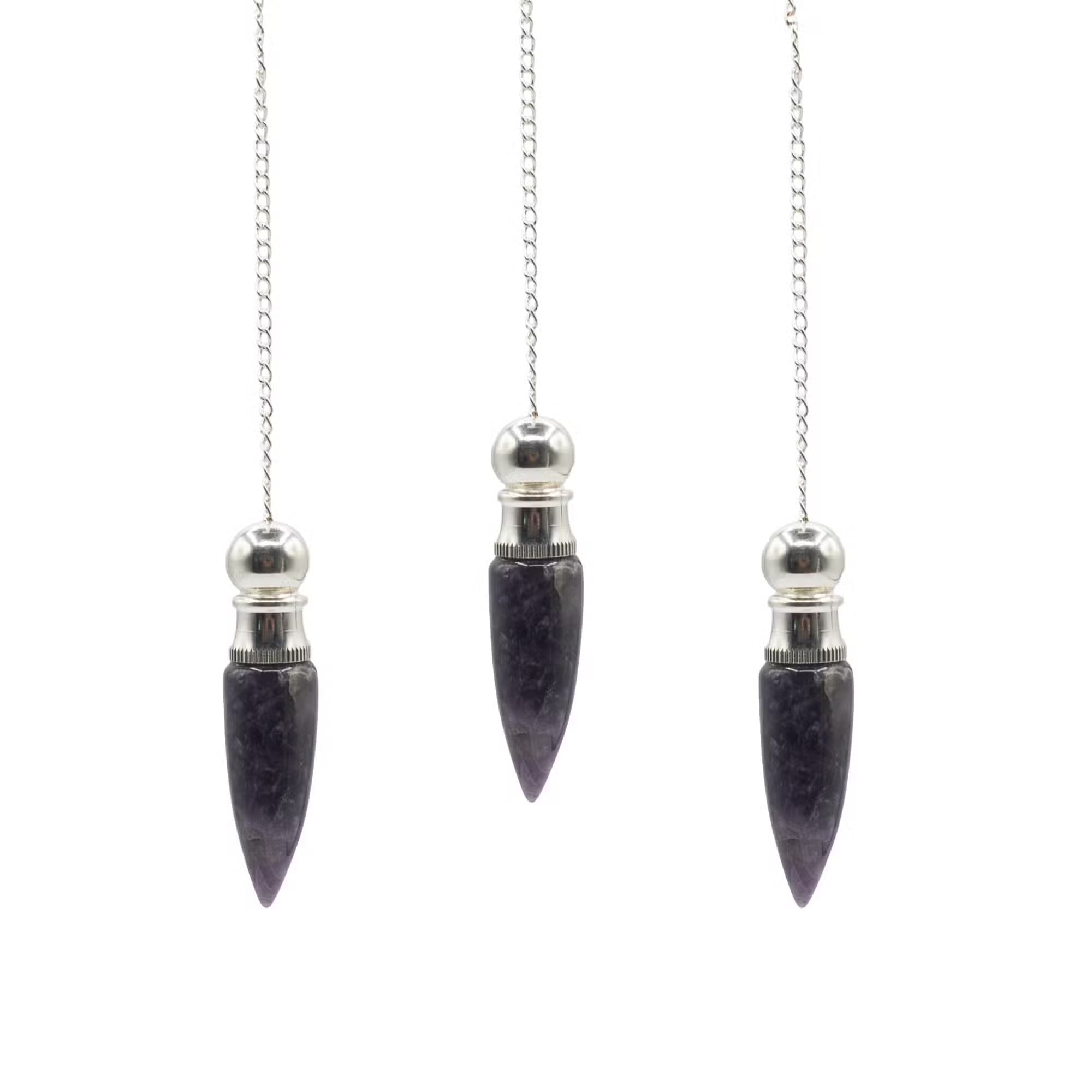 Pendule de la découverte de la cavité secrète de la vérité - Améthyste - plaqué argent