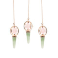 Boussole du cœur - Étoile Merkaba tournante en deux pièces dans un pendule en cuivre - Quartz rose et Aventurine verte