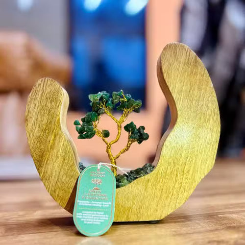 Jardin d'Arbre en Pierres Précieuses - Cadre Ouvert en Bois de Manguier - 60 Pierres Chips