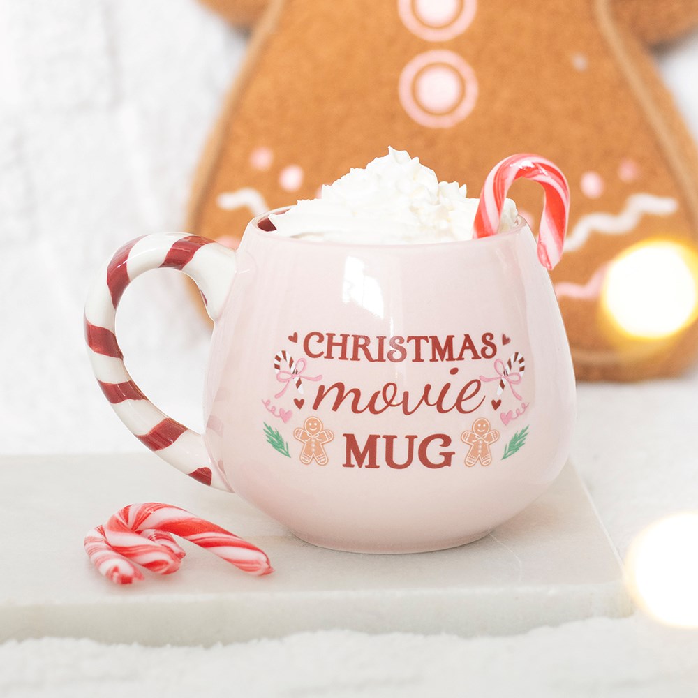 Tasse rose pour un film de Noël