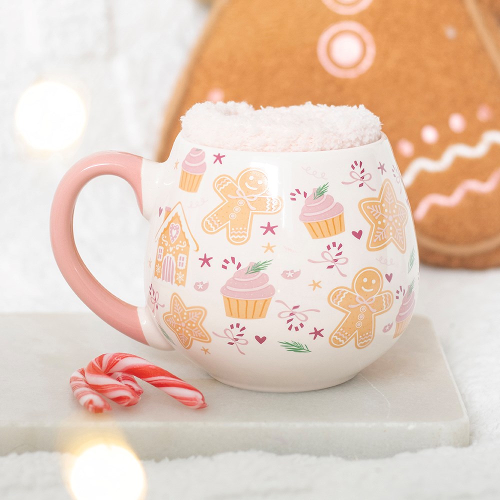 Ensemble de tasses et chaussettes imprimées Sugarplum Bakery