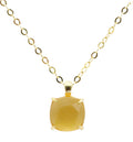 Collier Argent 925 Citrine Naturelle Carrée