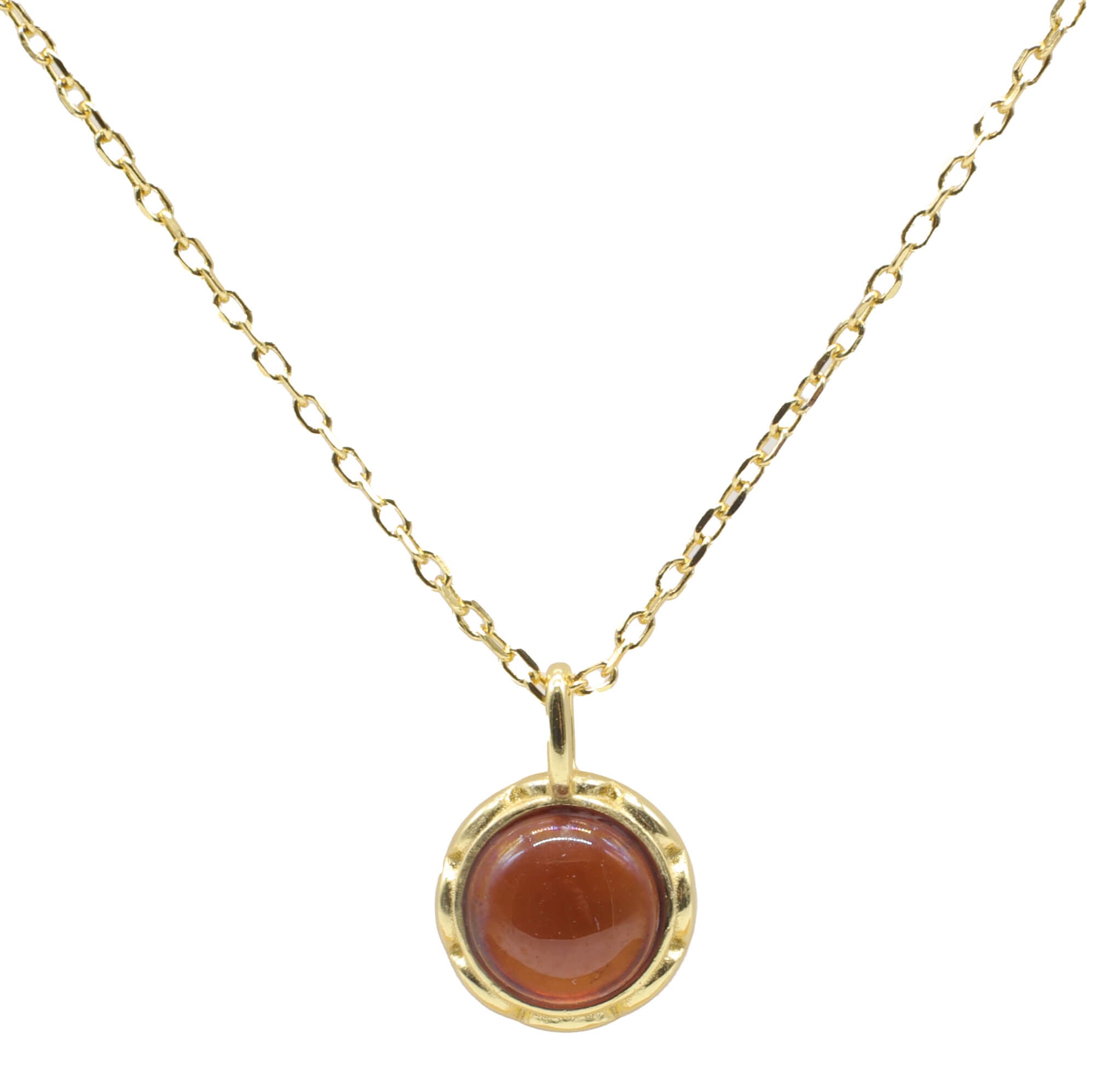 Collier Argent 925 Grenat Ronde