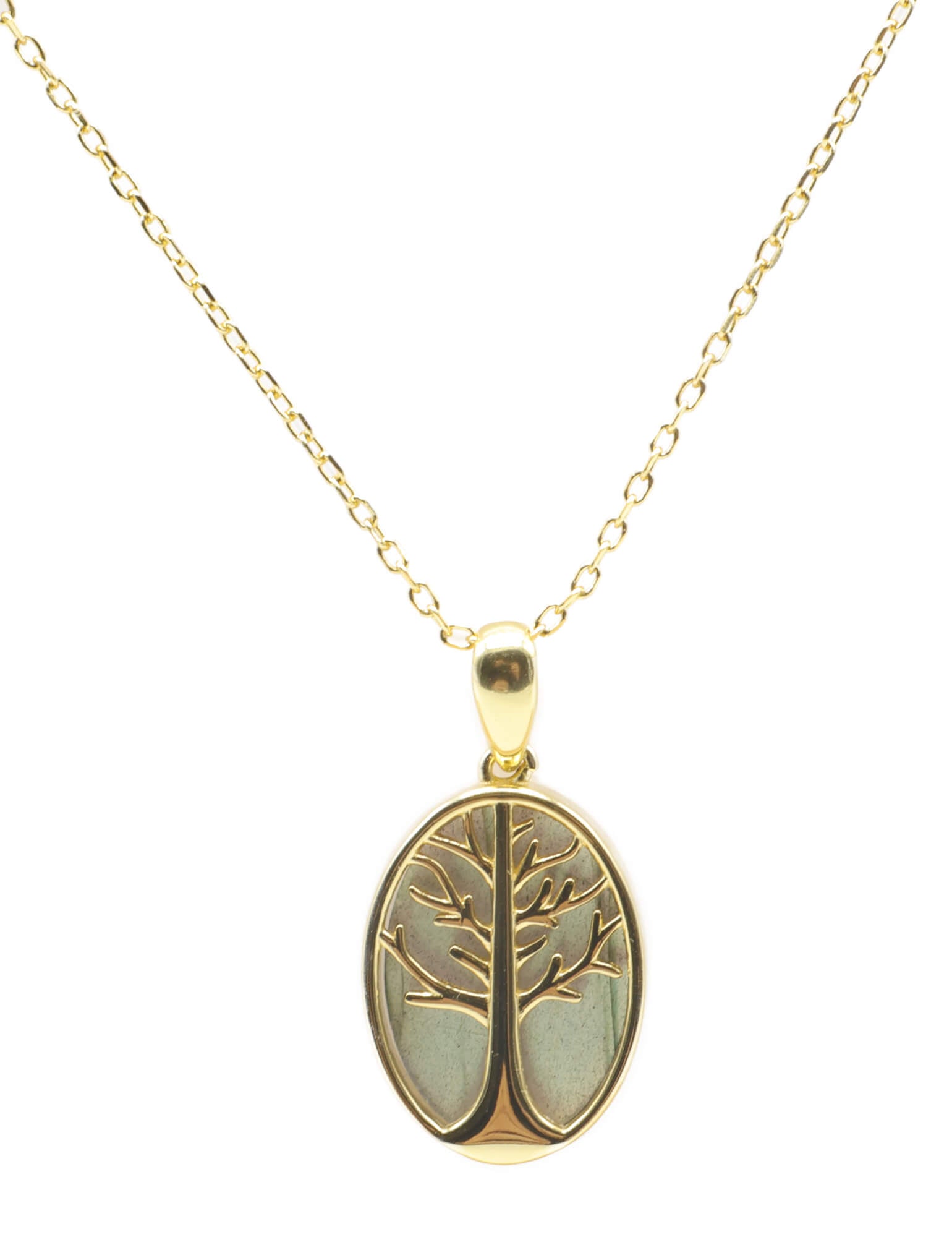 Collier Argent 925 Labradorite &de Arbre de Vie