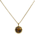 Collier Argent 925 Œil de Tigre Ronde