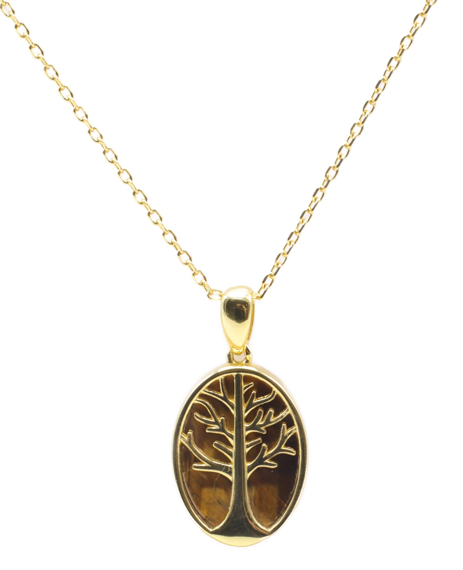 Collier Argent 925 Œil de Tigre & Arbre de Vie