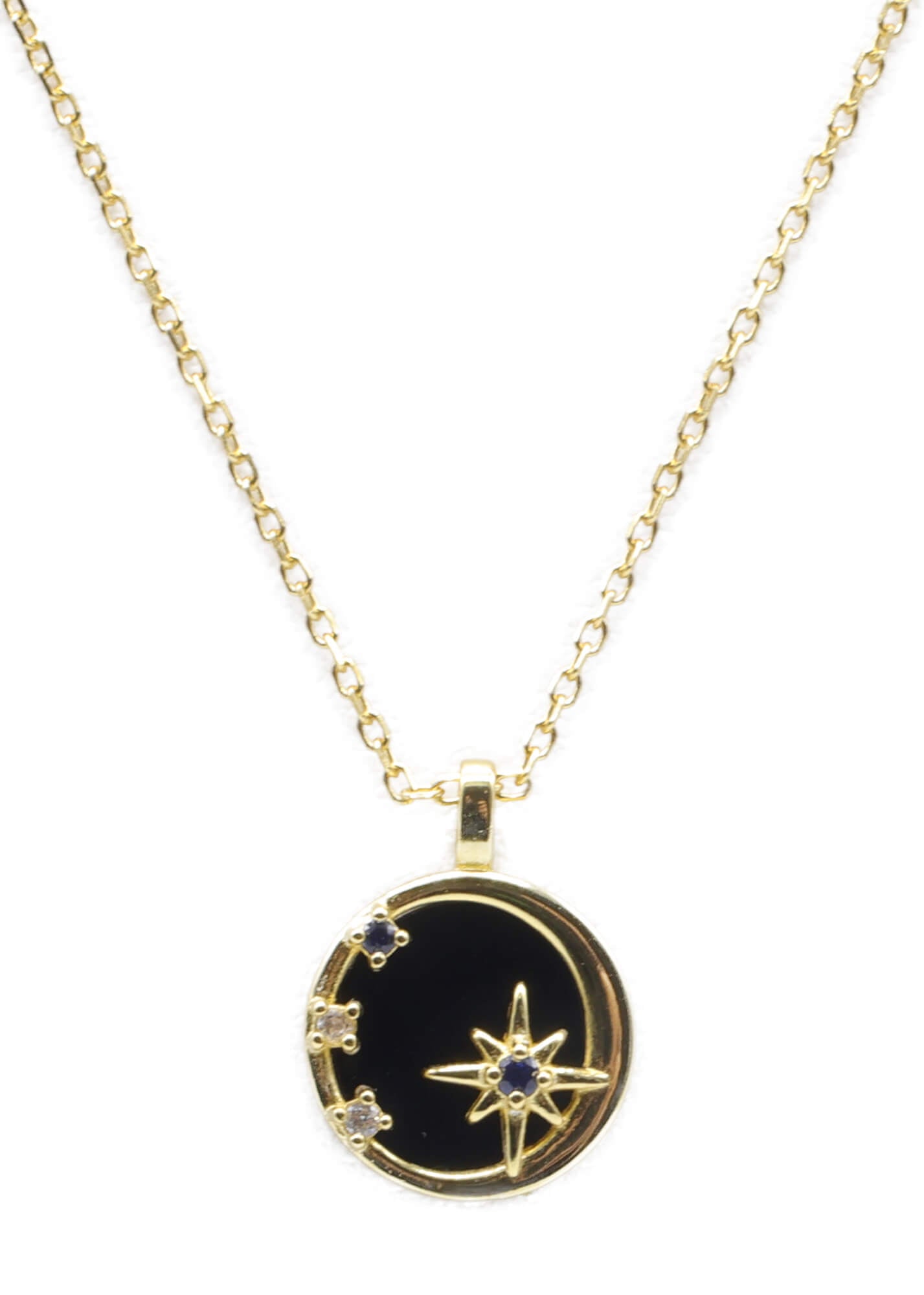 Collier Argent 925 Onyx & Étoiles