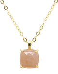 Collier Argent 925 Pierre de Soleil Carrée