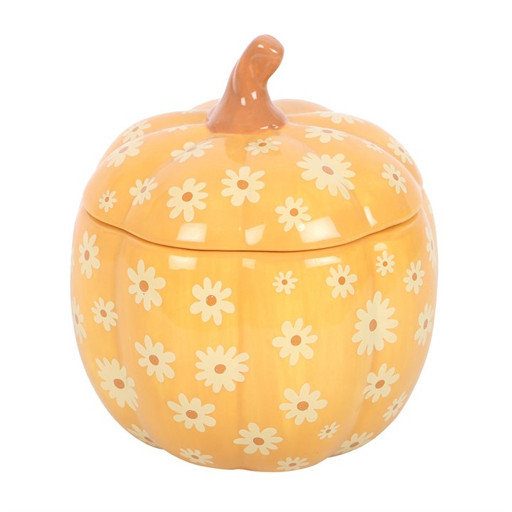 Brûleur à huile en forme de citrouille aux motifs floraux