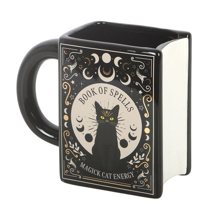 Tasse en forme de livre « Black Cat Magick : Le Livre des sorts »