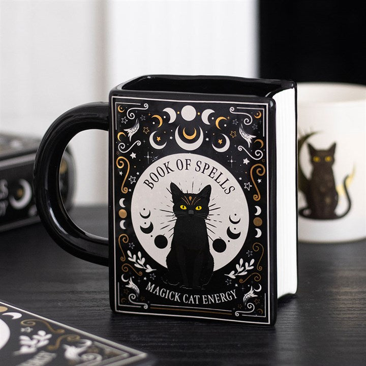 Tasse en forme de livre « Black Cat Magick : Le Livre des sorts »