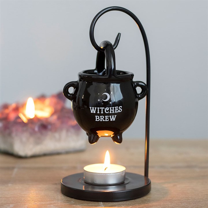 Brûleur à huile « Witches Brew » en forme de chaudron suspendu