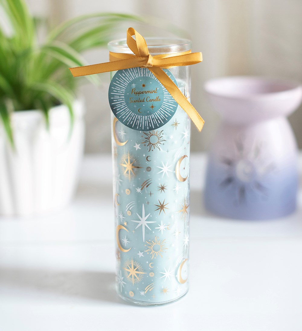 Bougie cylindrique « Ciel bleu pastel »