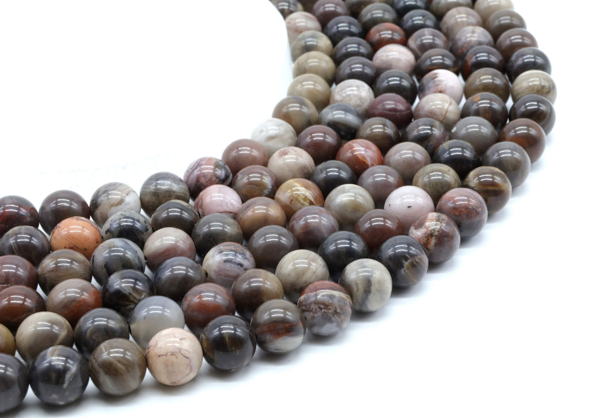 Perles Agate Fossile