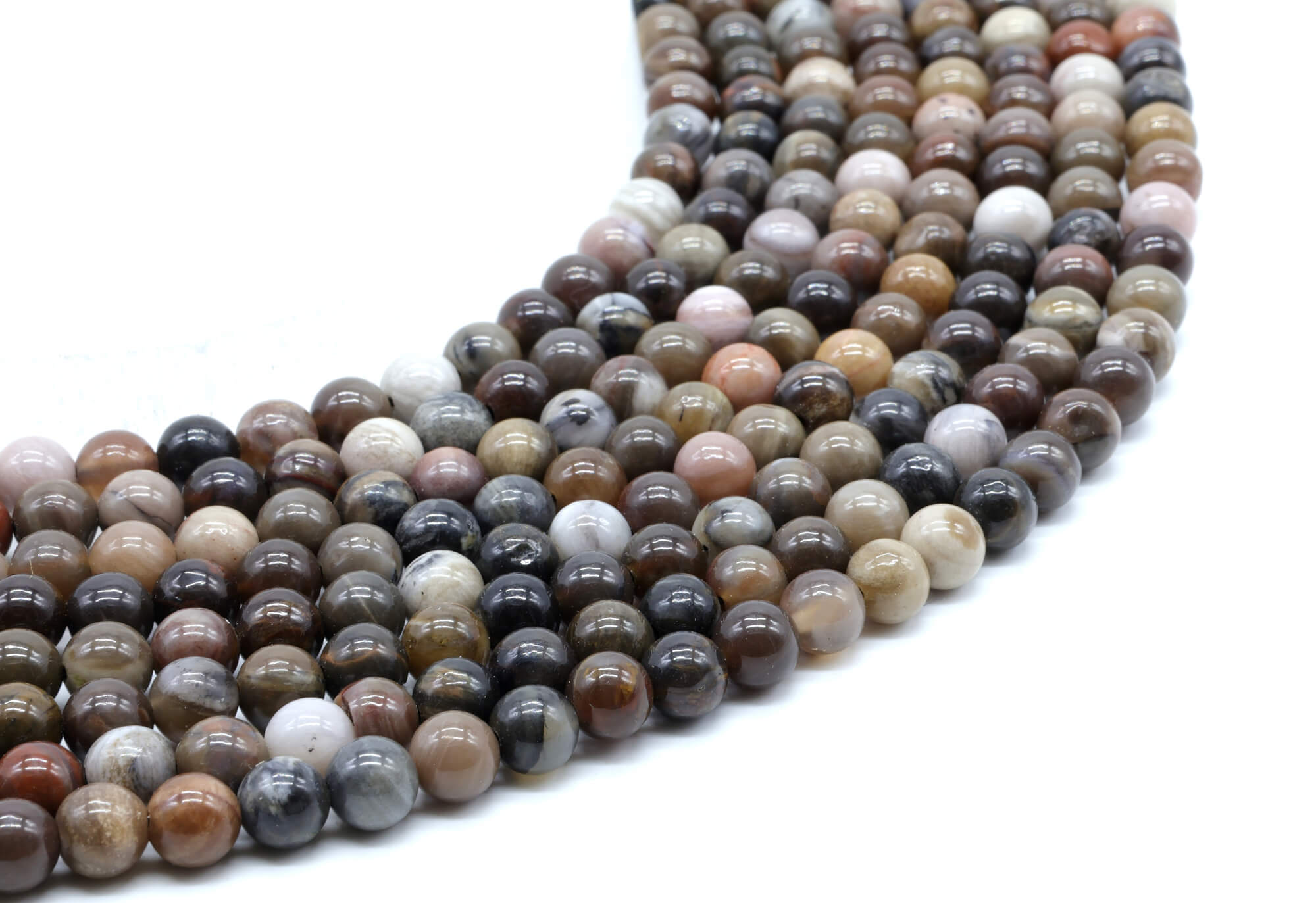 Perles Agate Fossile