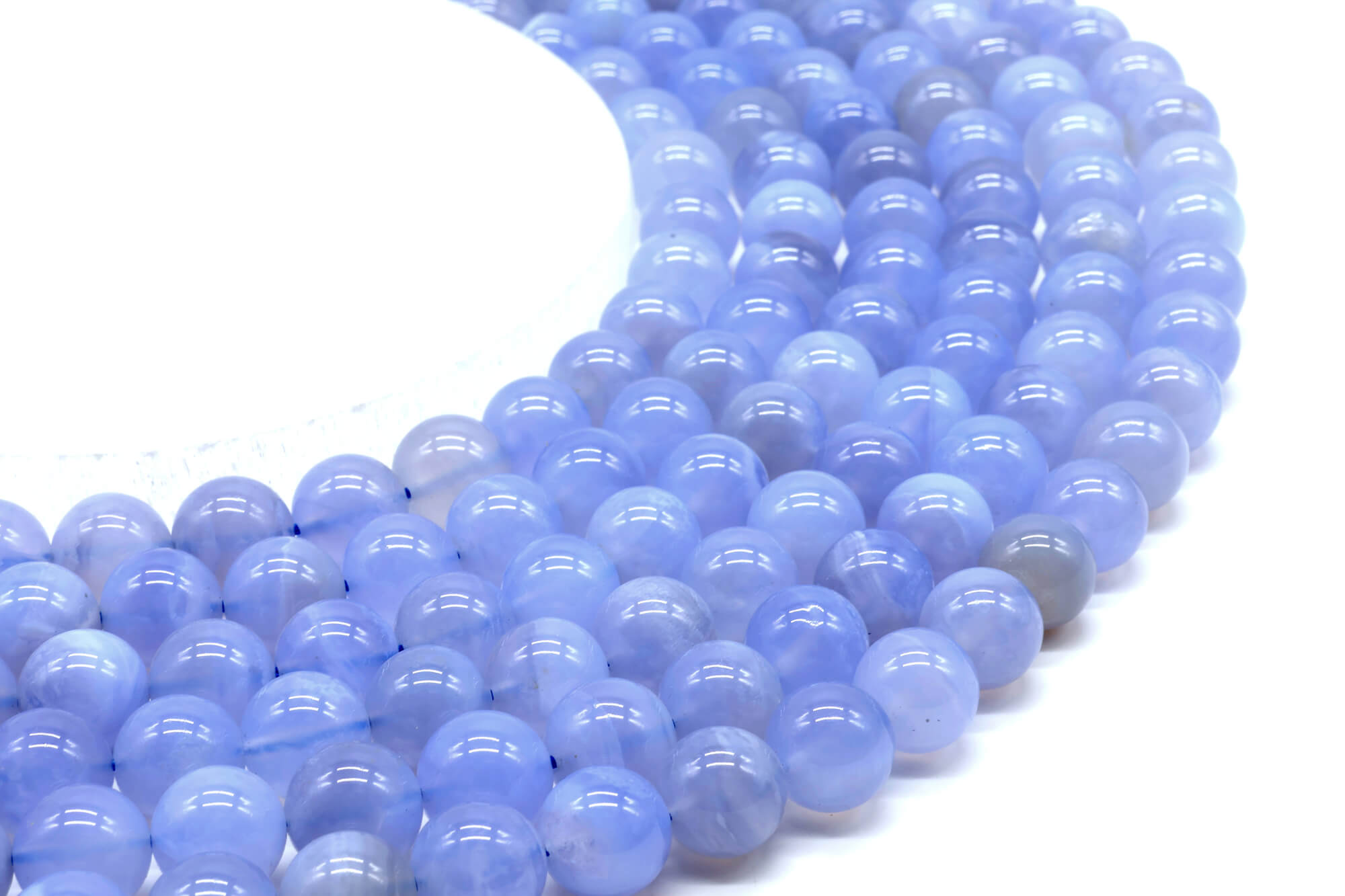 Perles Calcédoine Bleue 'AA'