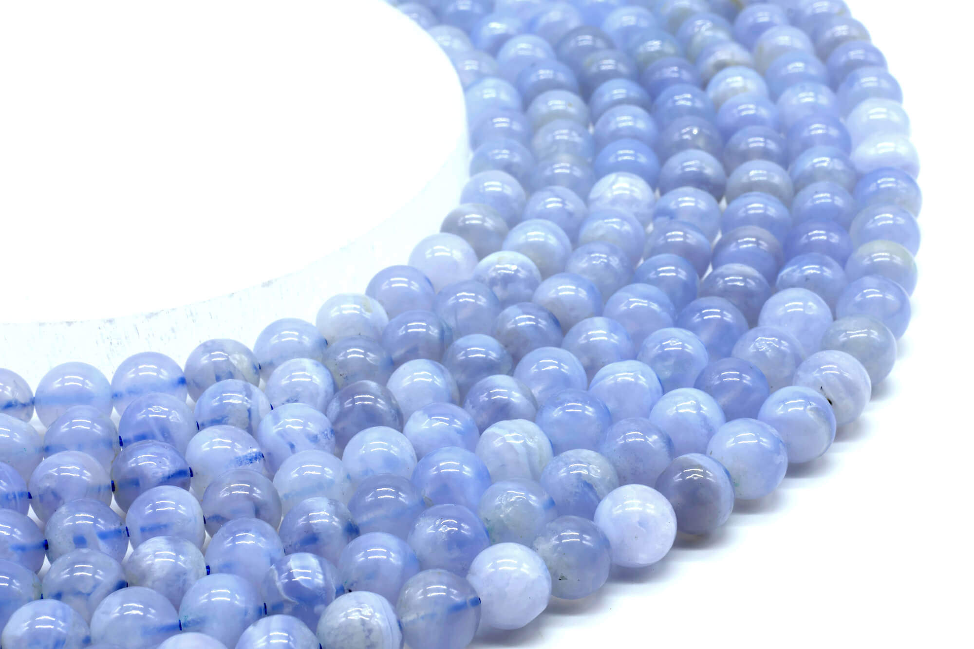 Perles Calcédoine Bleue 'AA'