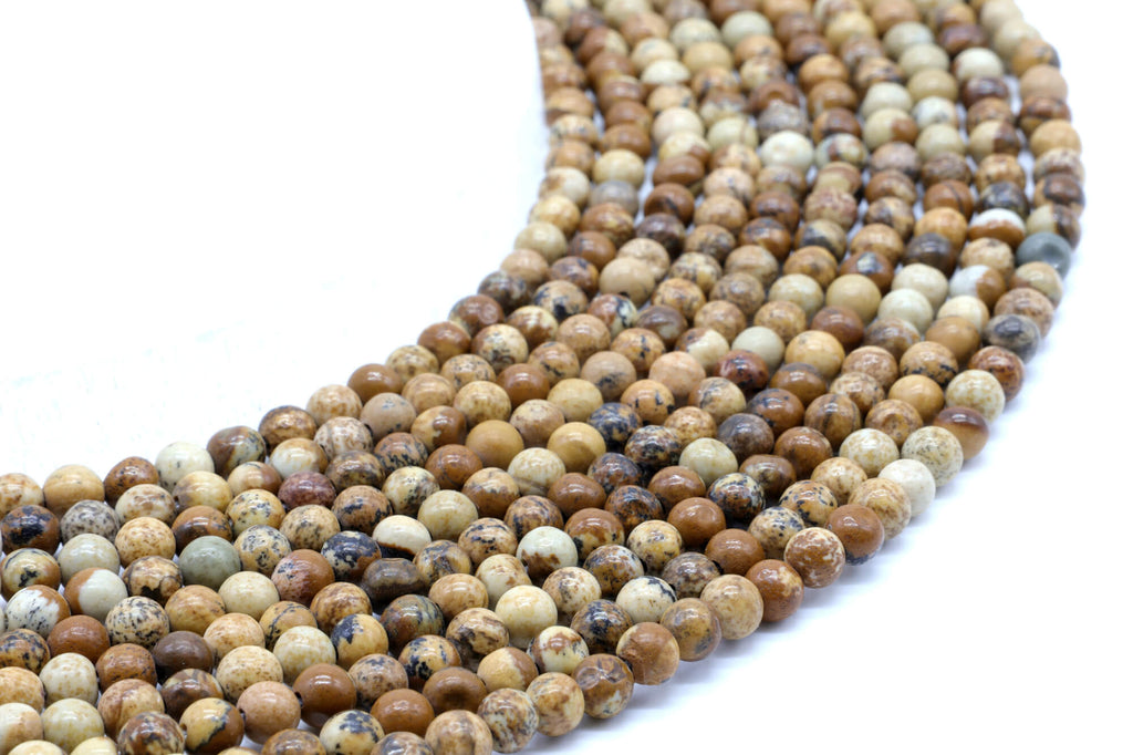 Perles Jaspe Paysage 6mm ( lot de 10 )