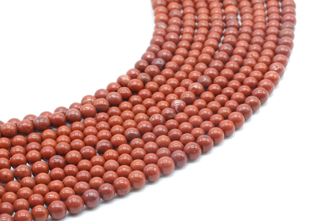 Perles Jaspe Rouge 6mm ( lot de 10 )