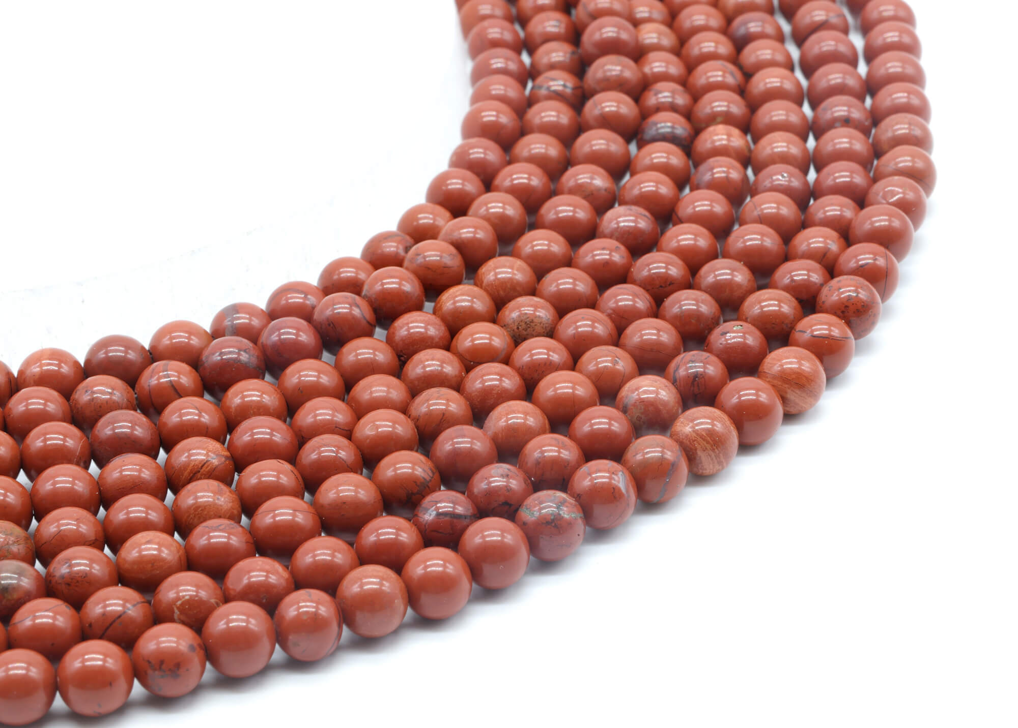 Perles Jaspe Rouge 6mm ( lot de 10 )