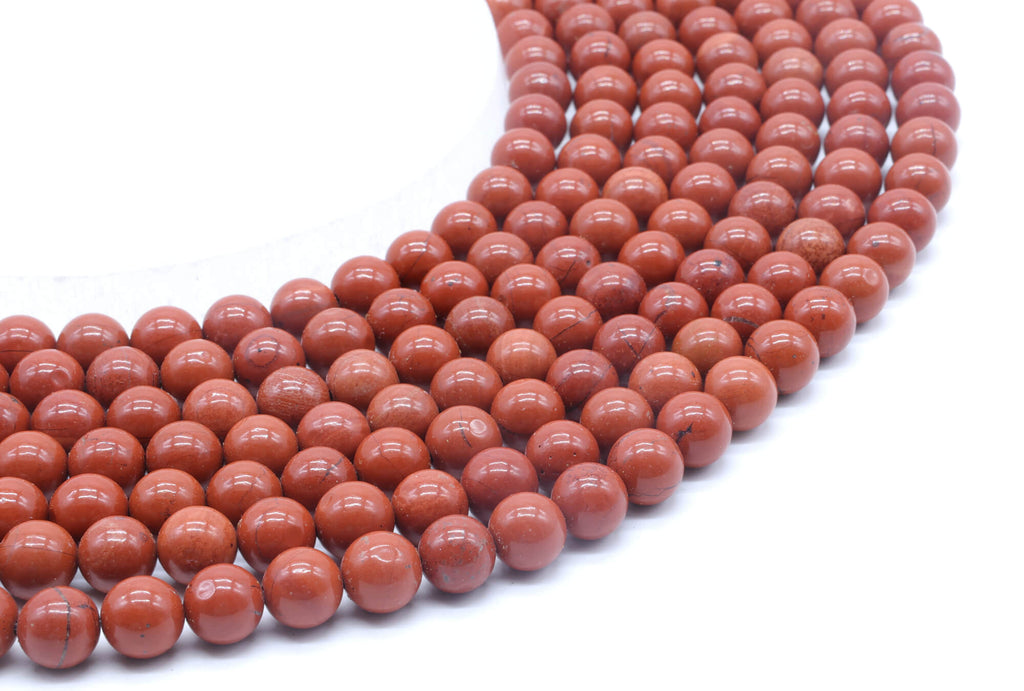 Perles Jaspe Rouge 6mm ( lot de 10 )