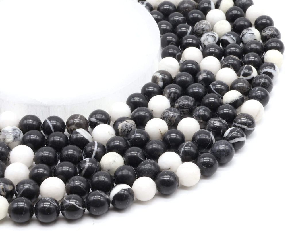 Perles Jaspe Zèbre 6mm ( lot de 10 )