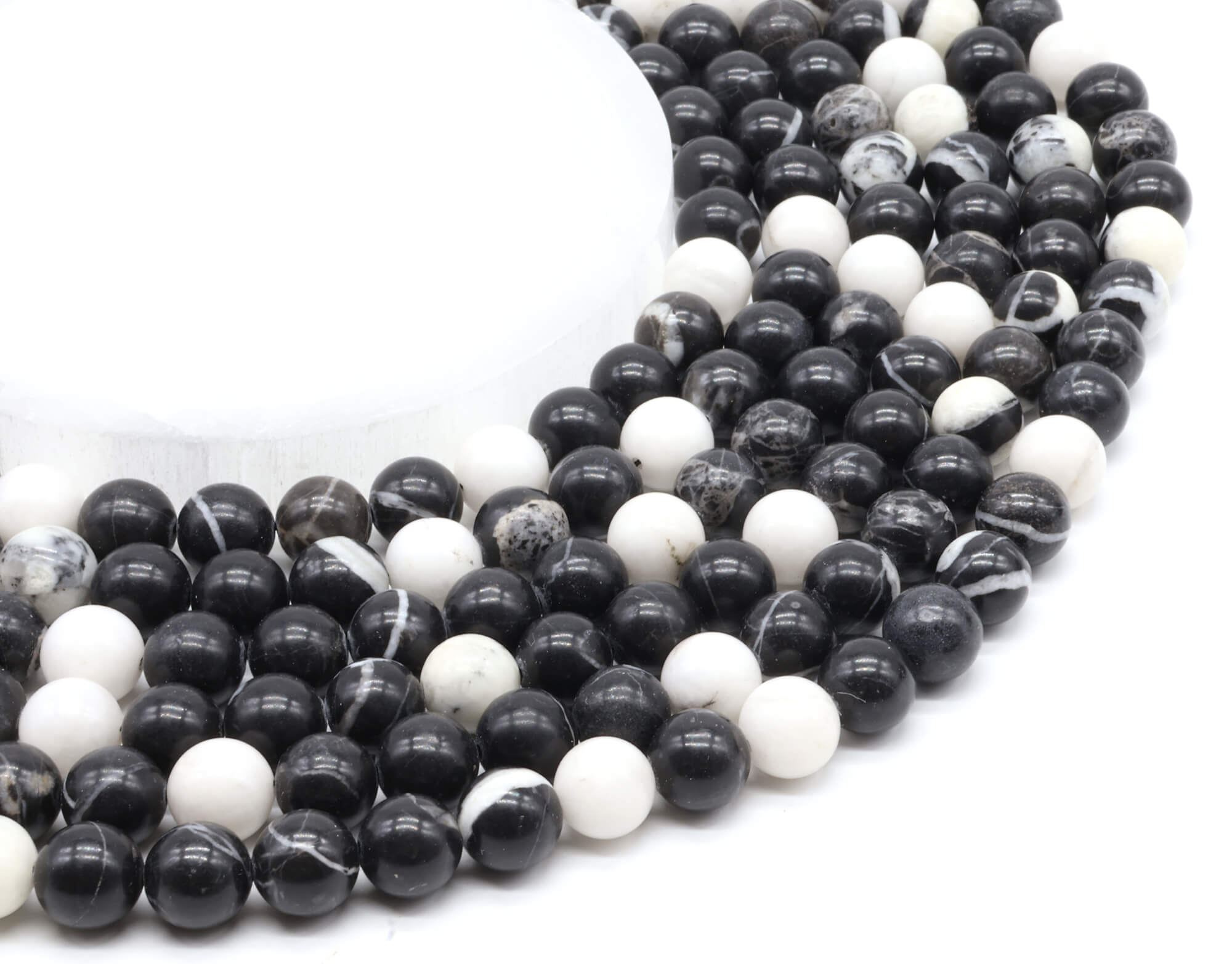 Perles Jaspe Zèbre 6mm ( lot de 10 )