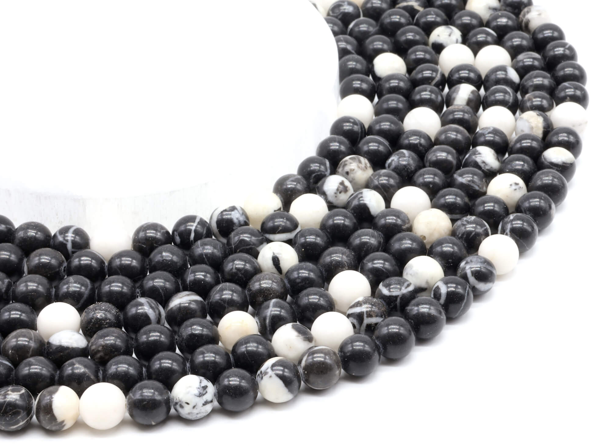 Perles Jaspe Zèbre 6mm ( lot de 10 )