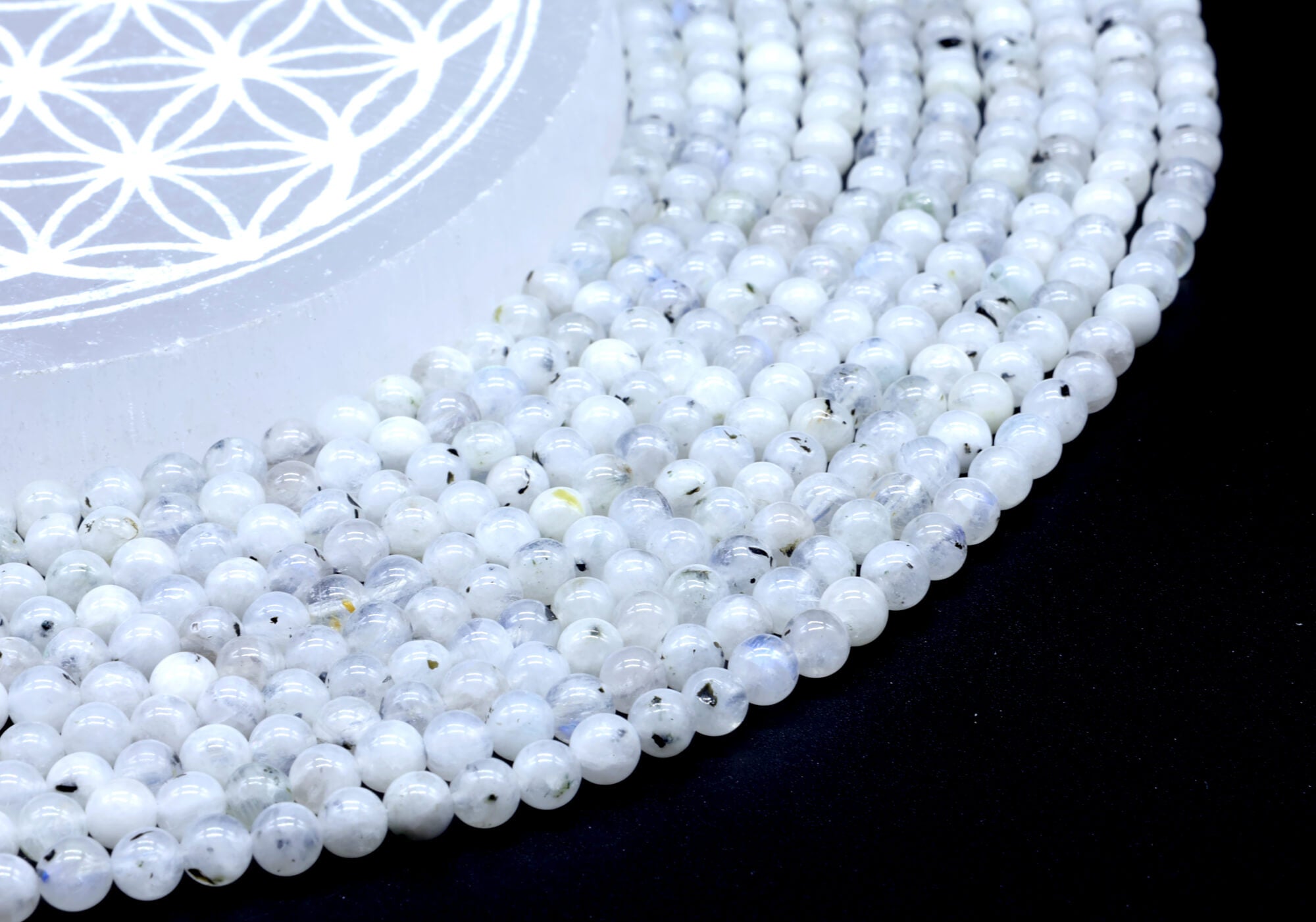 Perles Labradorite Blanche 6mm ( lot de 10 )