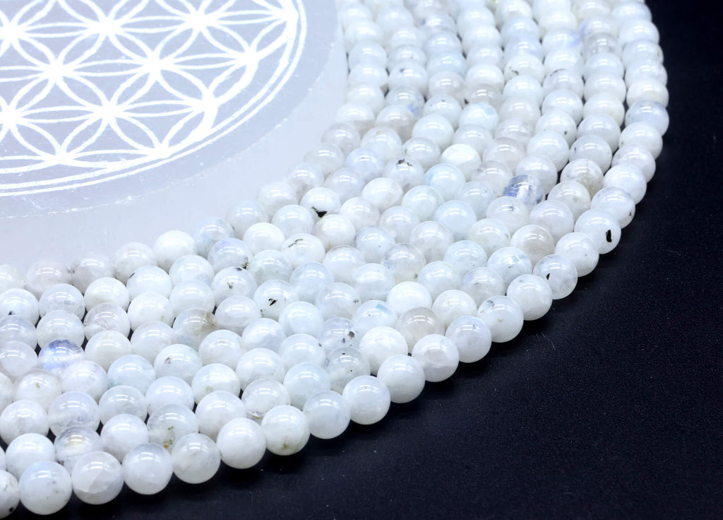 Perles Labradorite Blanche 6mm ( lot de 10 )