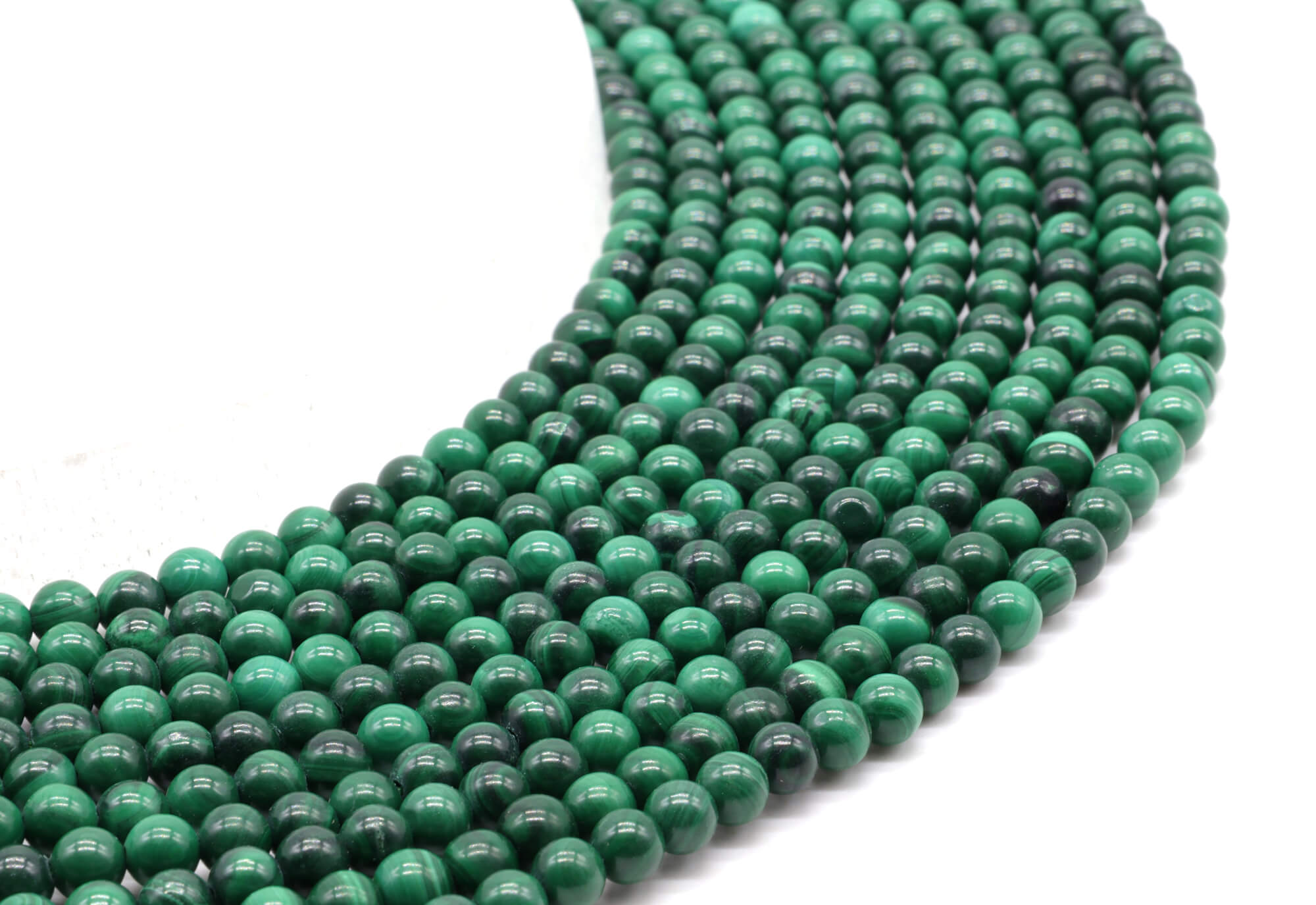 Perles 'Dark' Malachite 'AA' 6mm ( lot de 10 )