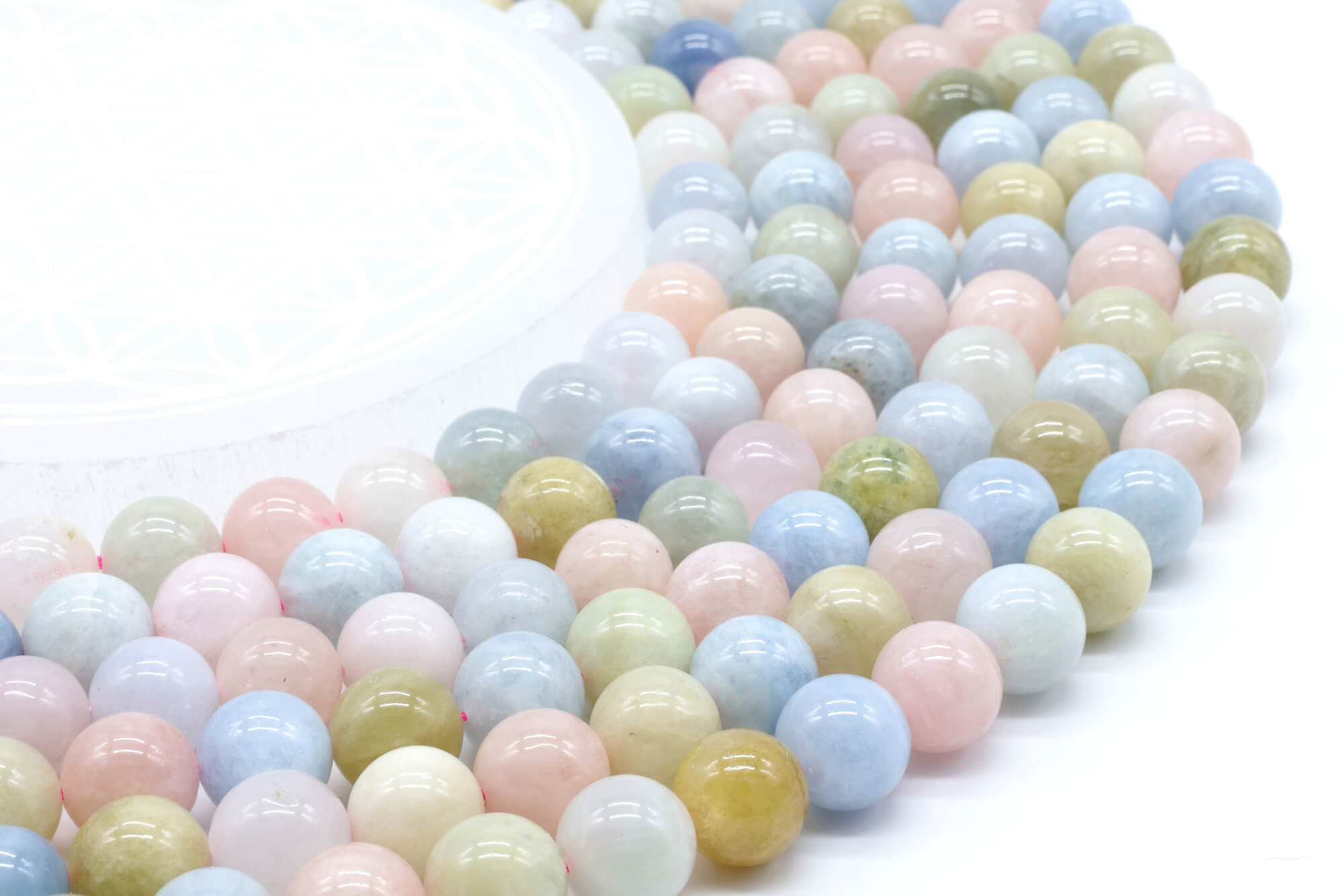 Perles Morganite 6mm ( lot de 10 )