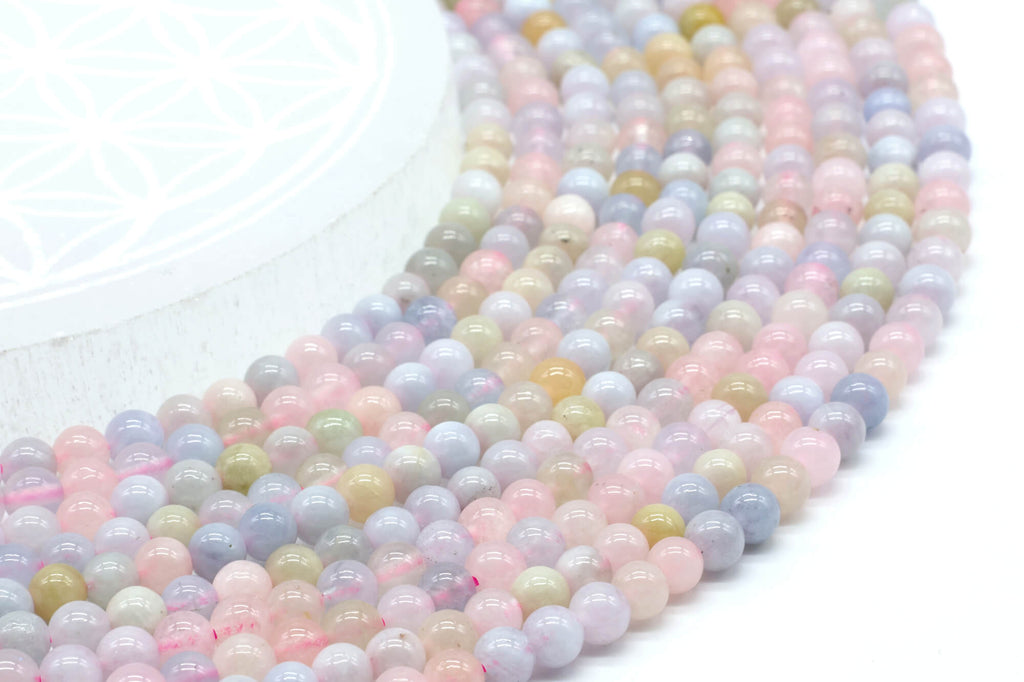 Perles Morganite 6mm ( lot de 10 )