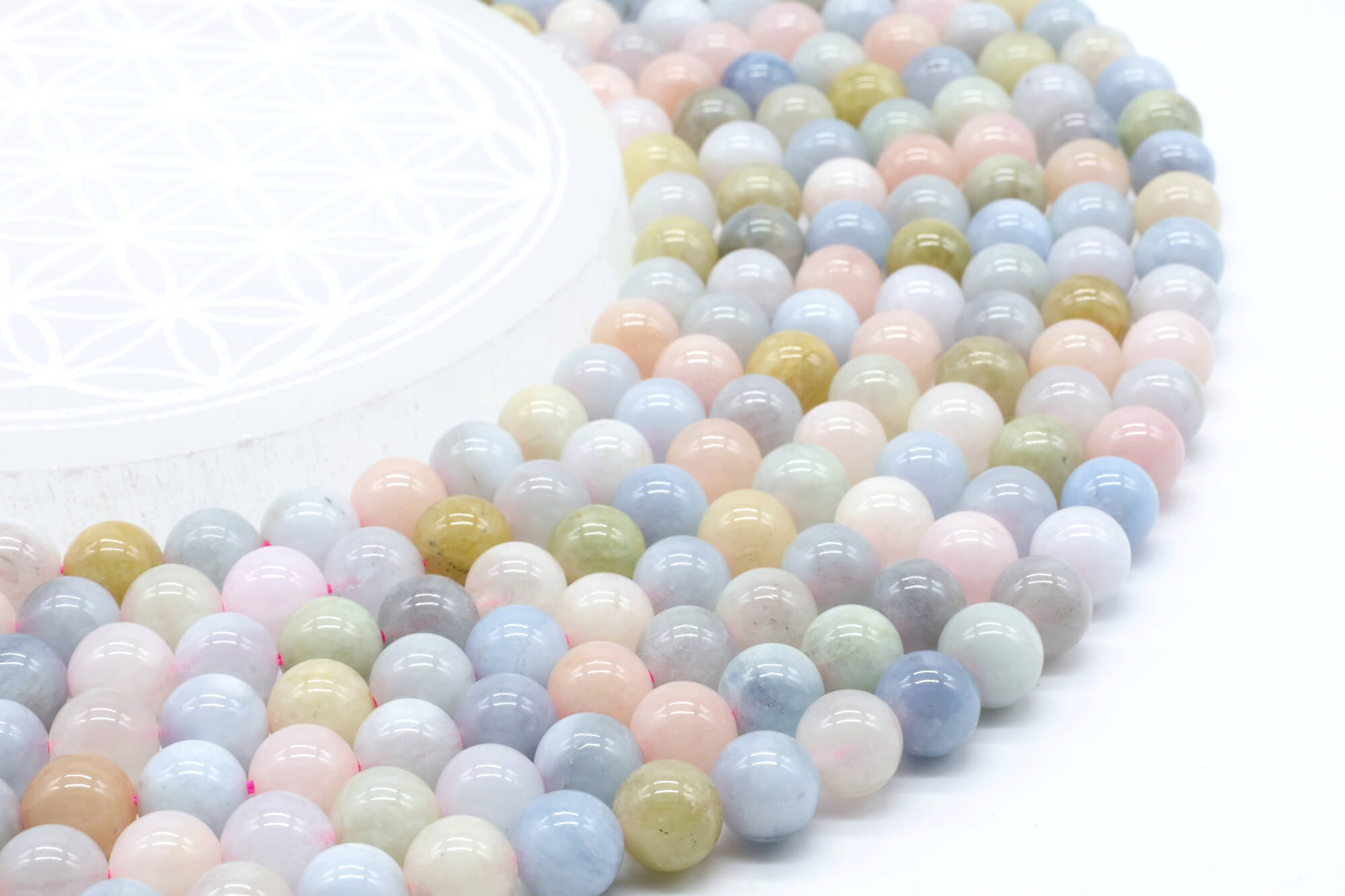 Perles Morganite 6mm ( lot de 10 )