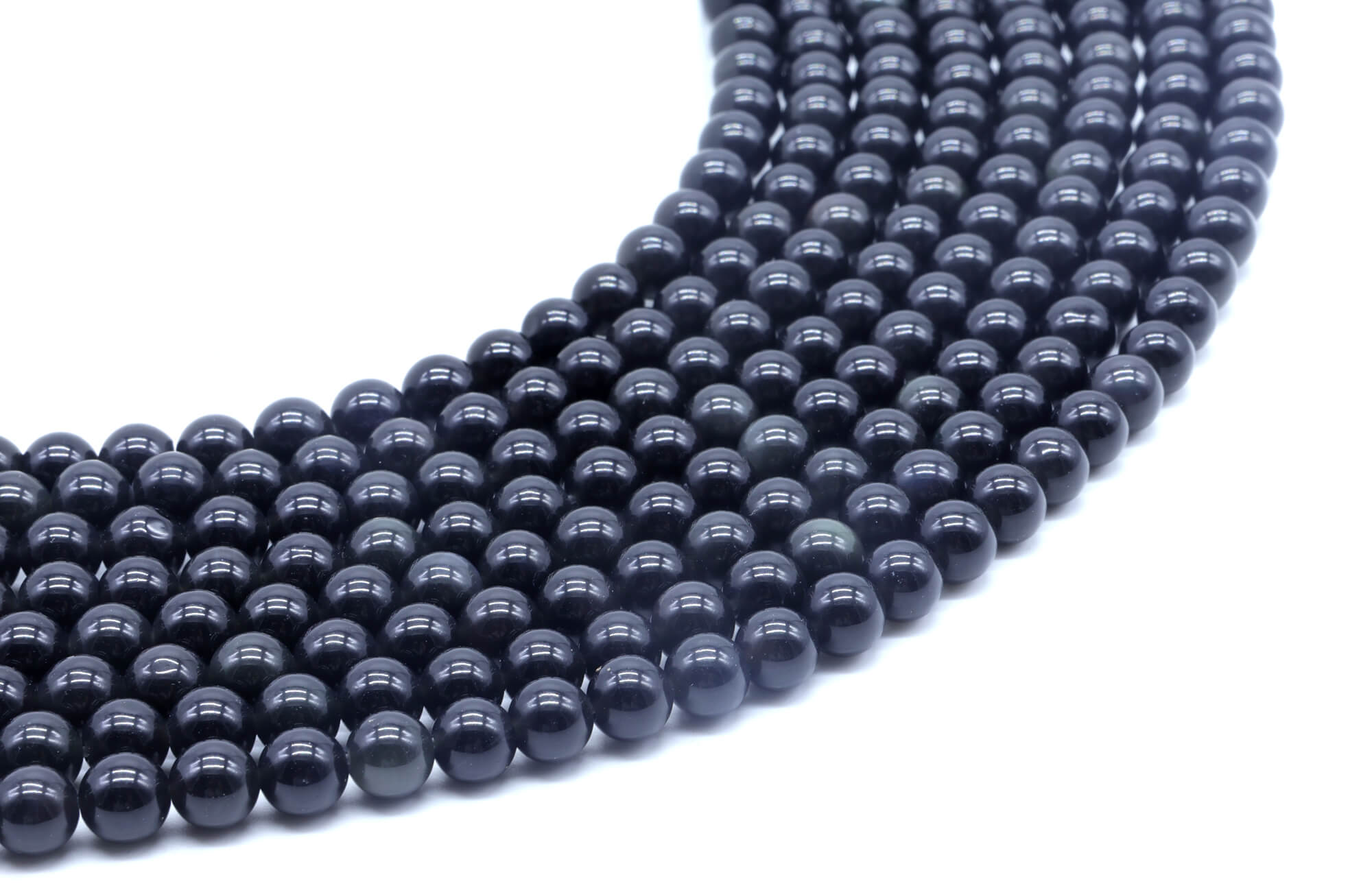 Perles Obsidienne Noire Dorée 6mm ( lot de 10 )